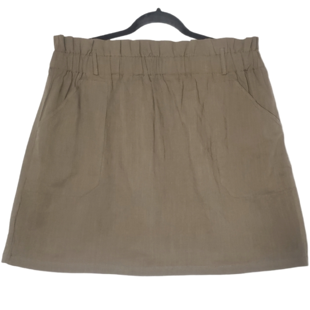 SHEIN Lightweight Paperbag Waist Olive Skirt 1X